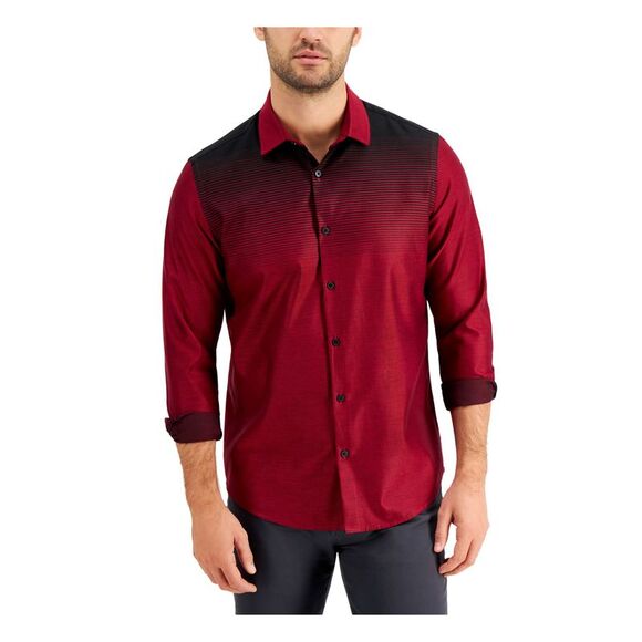 ALFANI Other - ALFANI Mens Red Point Collar Button Down Cotton Blend Cotton Blend Shirt S